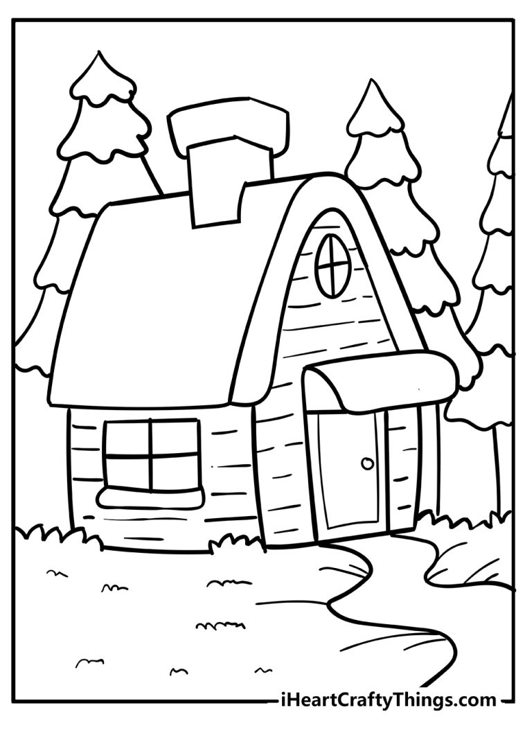 Watercolor Coloring Book - Interior Cozy Home - Coloring Book for  Watercolor - Printed Coloring Book for Adults