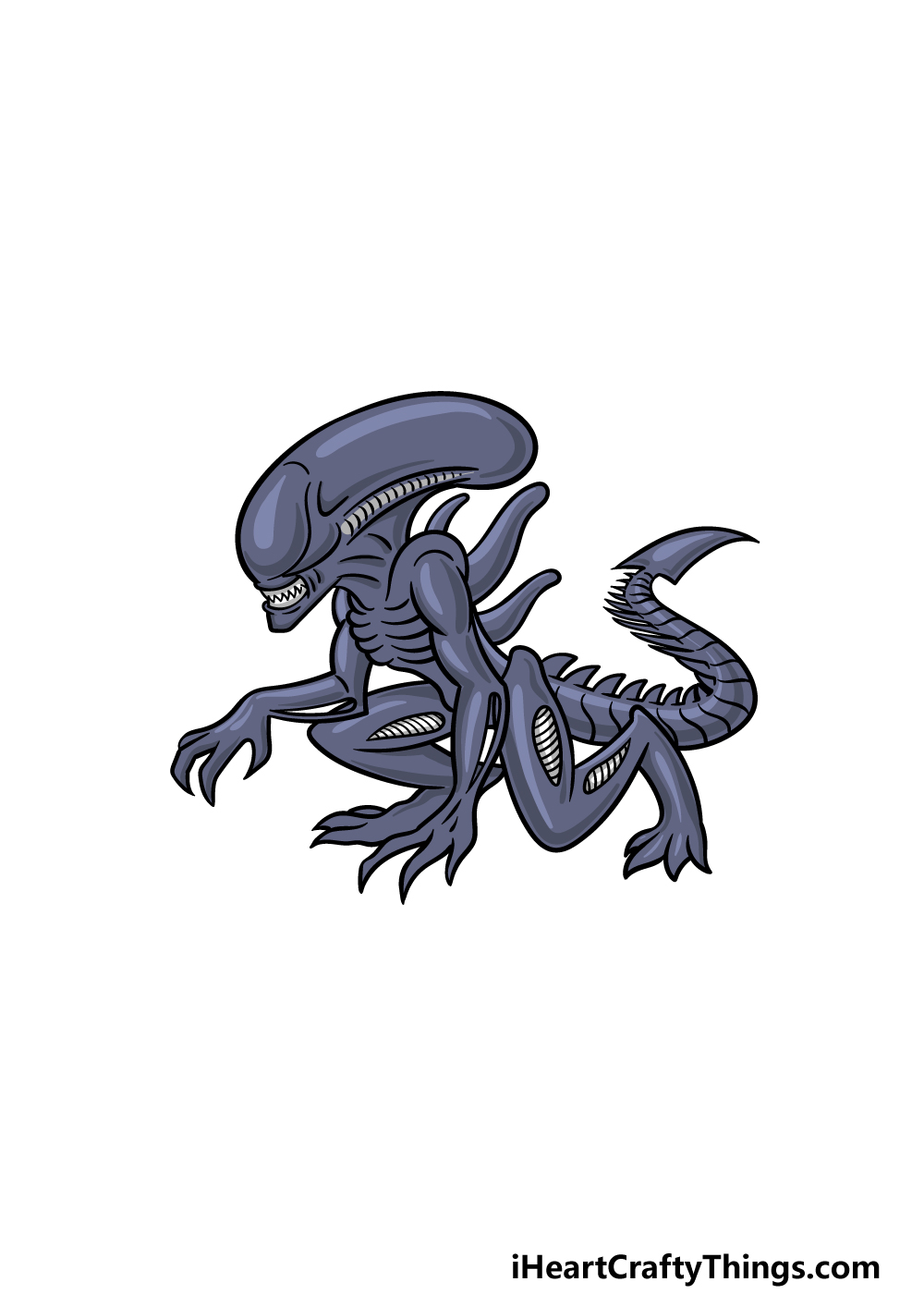 how to draw a Xenomorph step 6