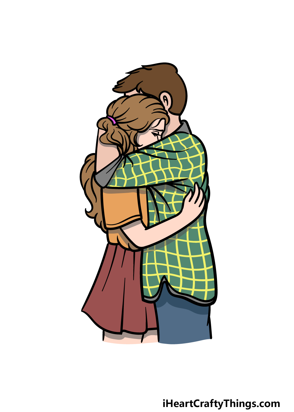 Valentines Day Drawing // How to draw a romantic couple hugging // Easy