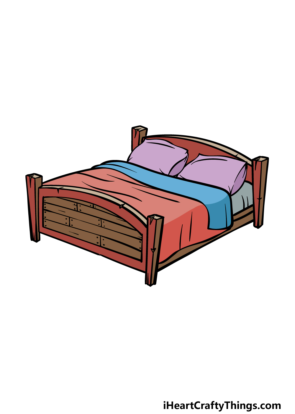 how to draw a bed step 6