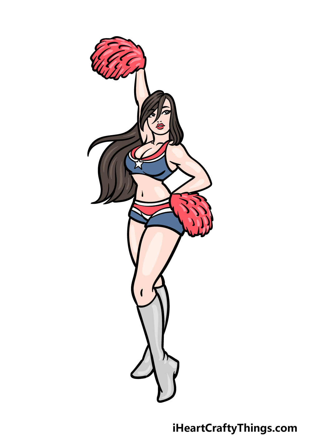 how to draw a cheerleader step 6