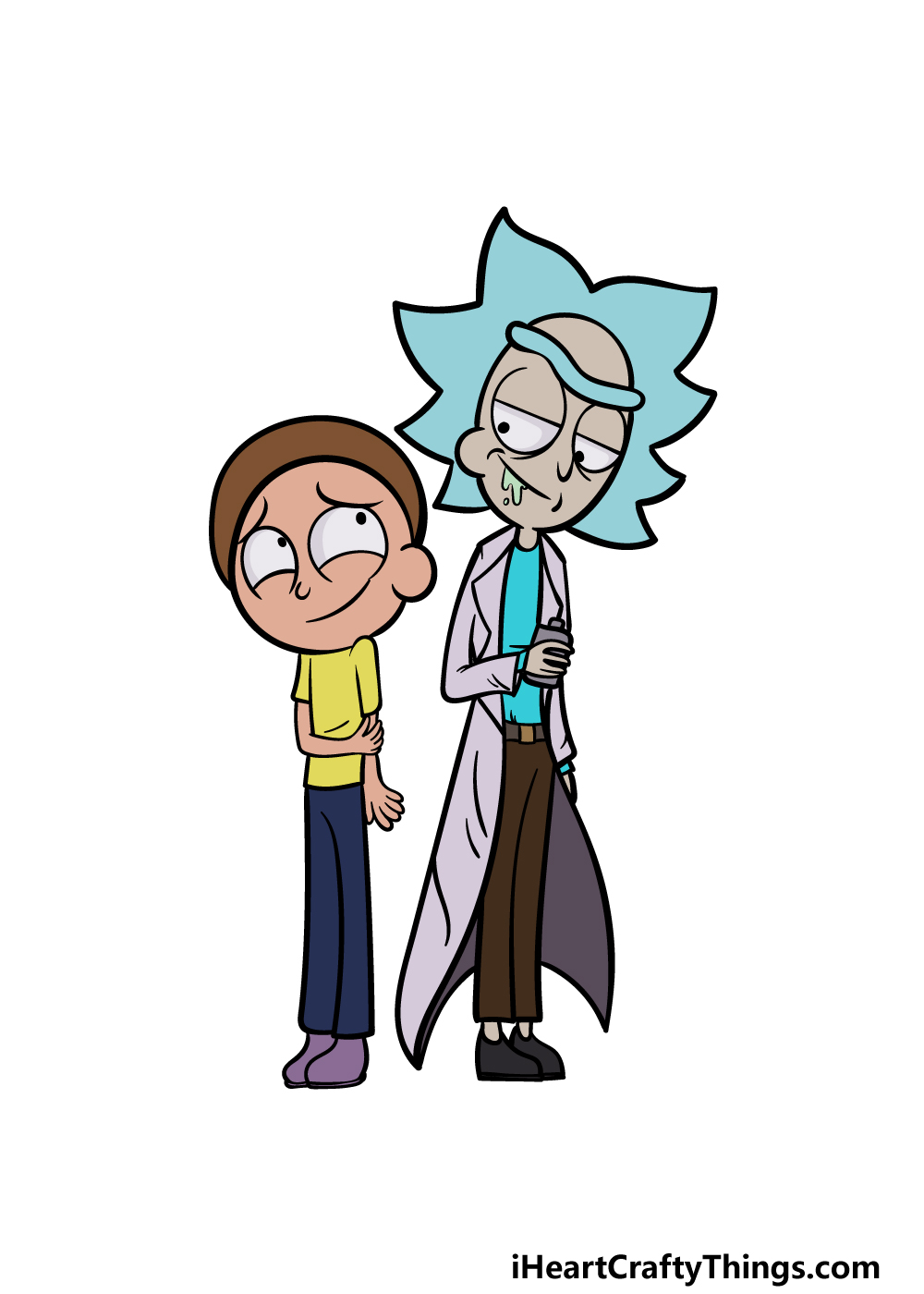 how to draw Rick and Morty step 6