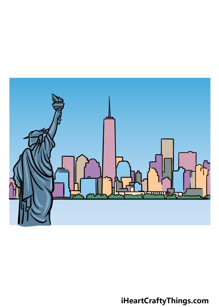 New York Skyline Drawing How To Draw The New York Skyline Step By Step