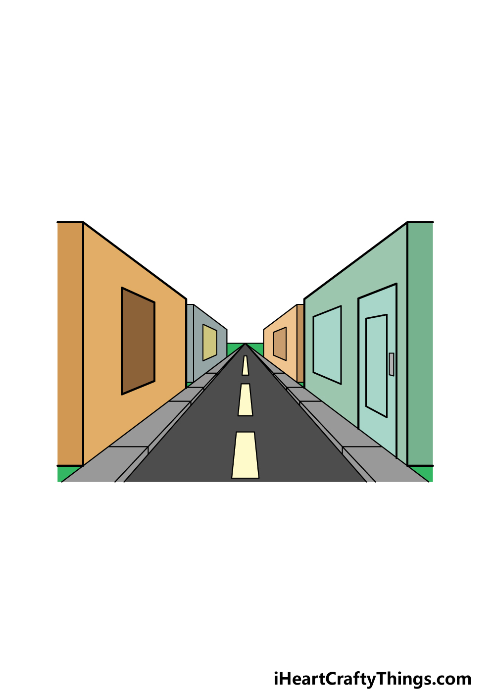 how to draw a One-Point Perspective step 6