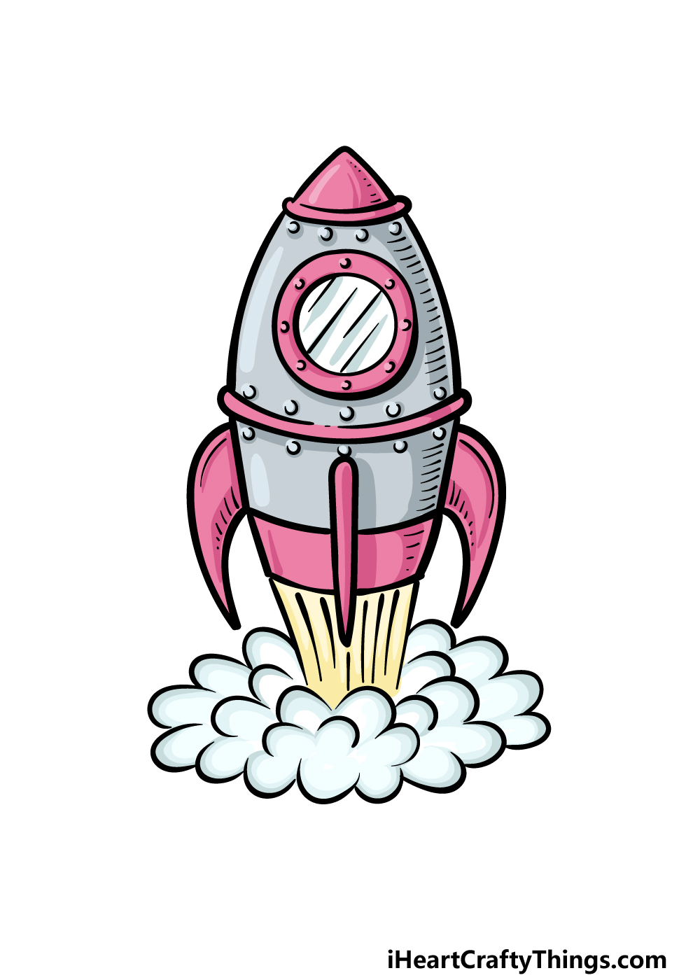 how to draw a Rocket Ship step 6
