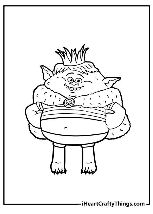 Detailed coloring page featuring Troll character Prince Gristle from the Bergen Family