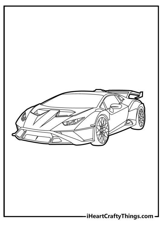 Coloring picture for kids featuring unique and unusual look Lamborghini sports car