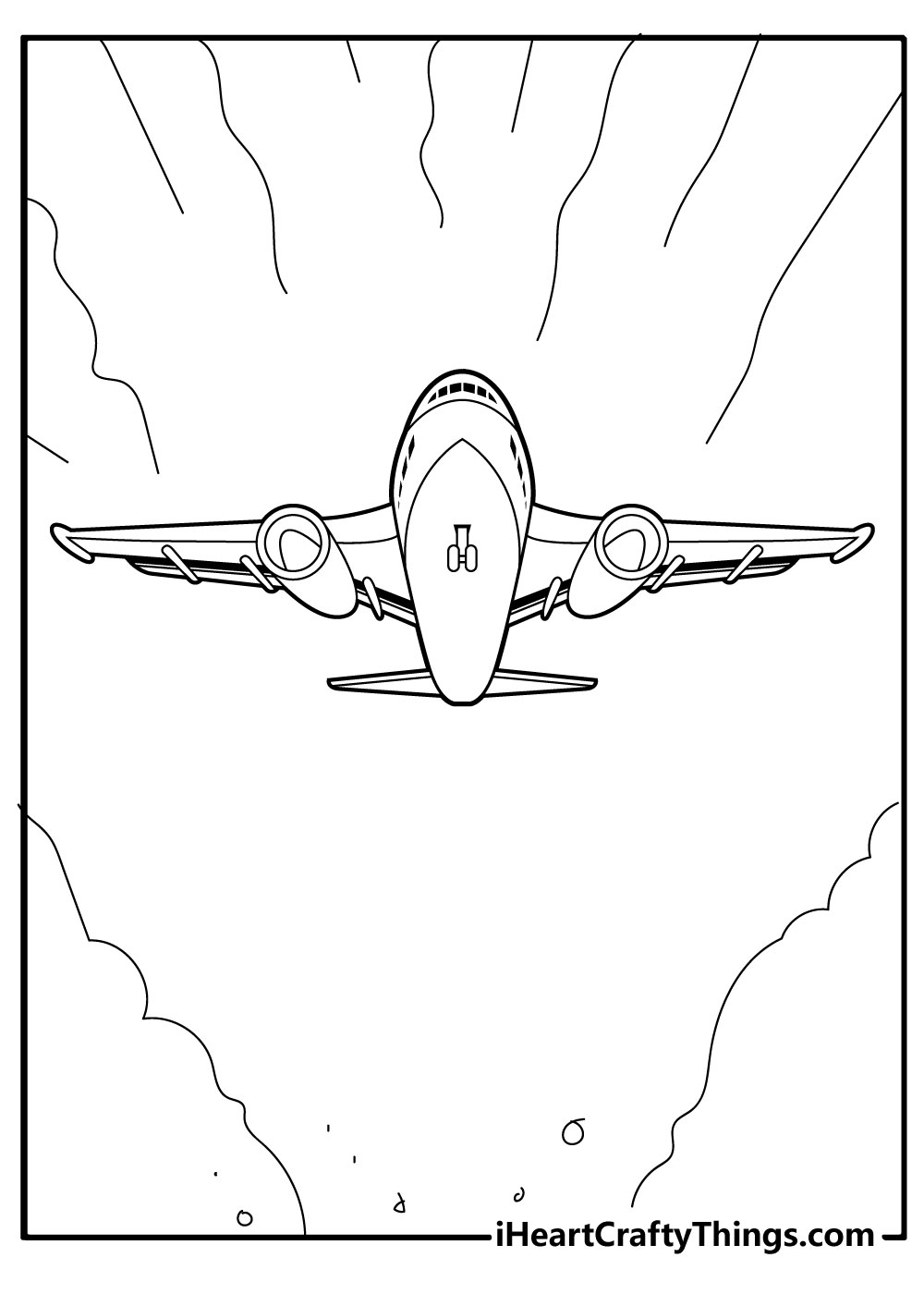 easy Airplane Coloring Pages free printable