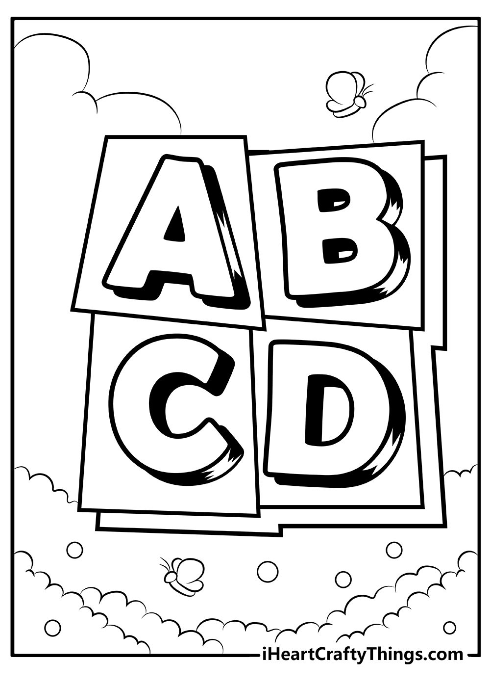 A B C D Alphabet Coloring Pages free download
