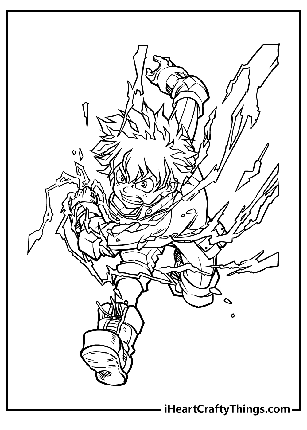 Deku from my Hero Academia Coloring Page  Easy Drawing Guides