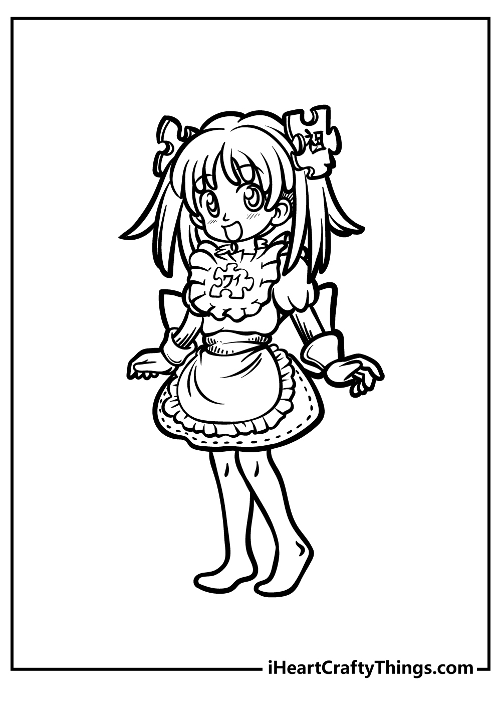 black and white Anime Coloring Pages
