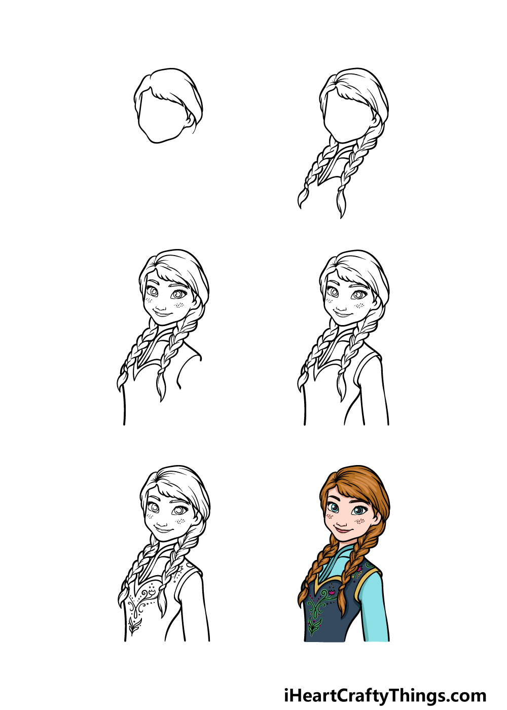 how to draw Anna in 6 steps