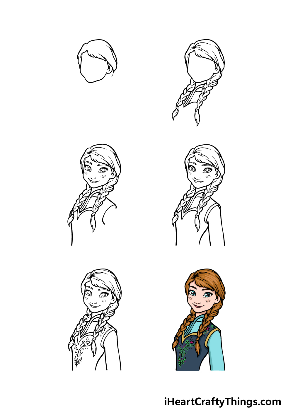 Steps To Draw Anna From Frozen