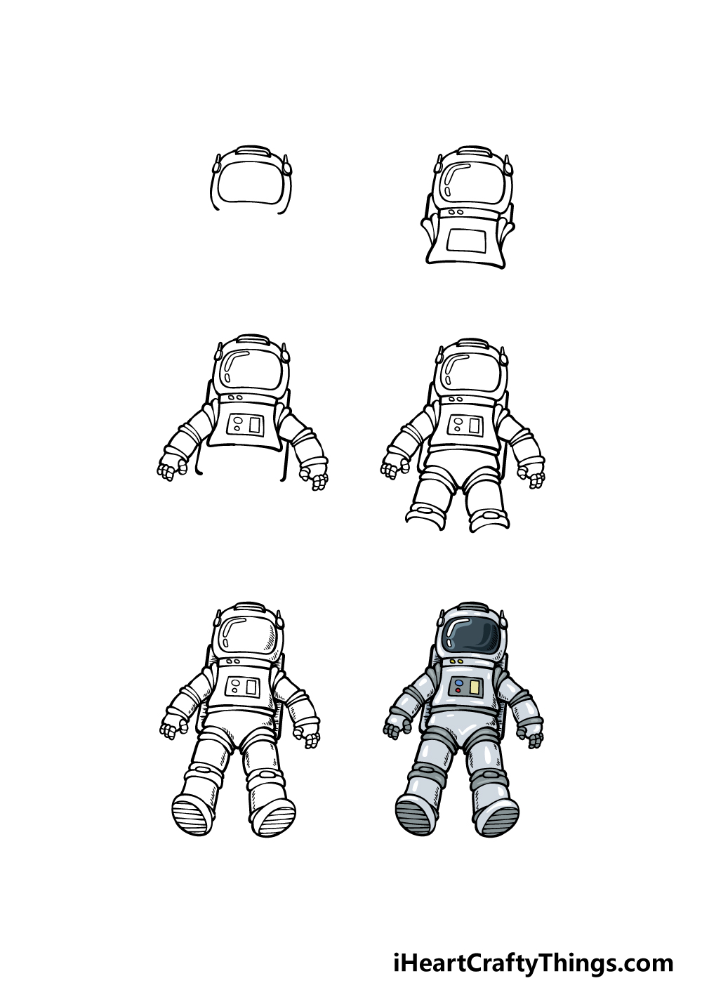 how to draw an Astronaut in 6 steps