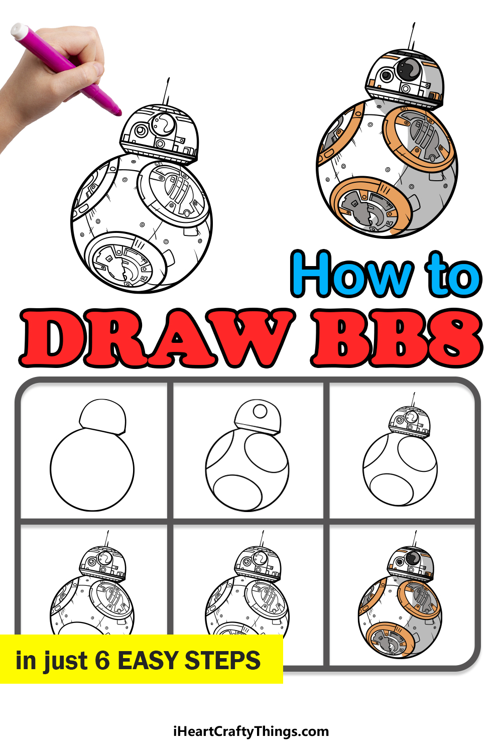 how to draw BB8 in 6 easy steps