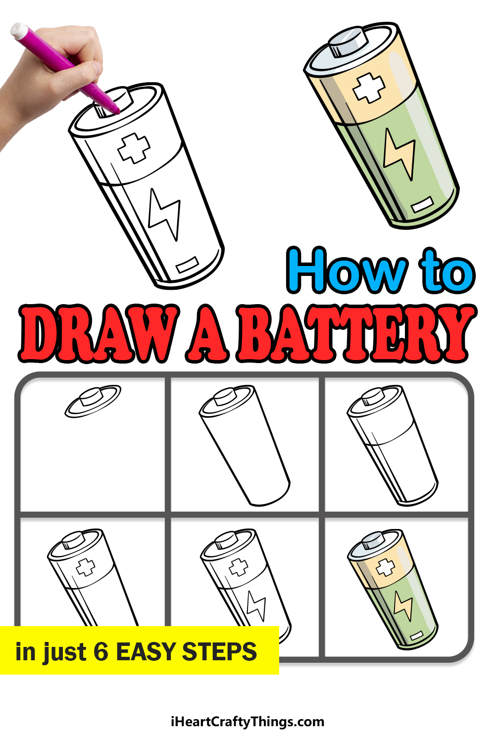 how to draw a battery in 6 easy steps