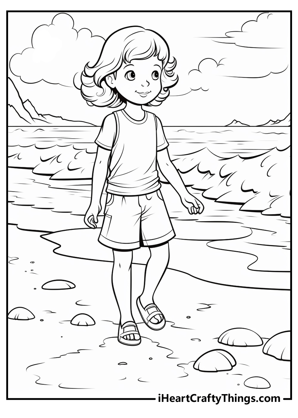 Beach Coloring Sheet pdf Free Download