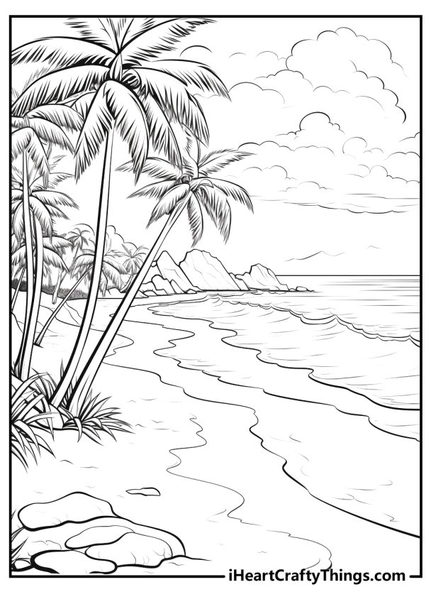 25 Beach Coloring Pages (Free, Detailed PDF Printables)