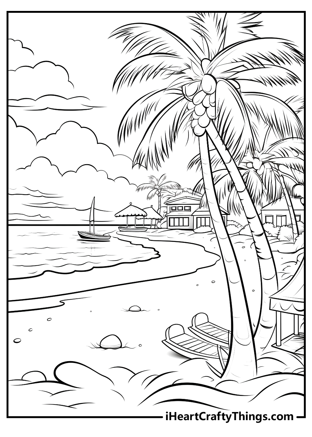 Beach Coloring Printable for Kids