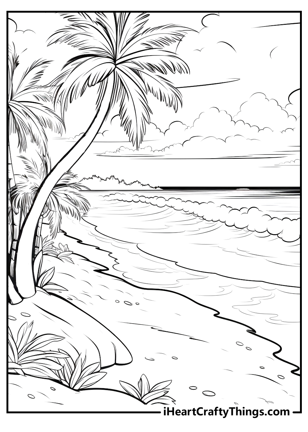 Beach Coloring Printable for Adults