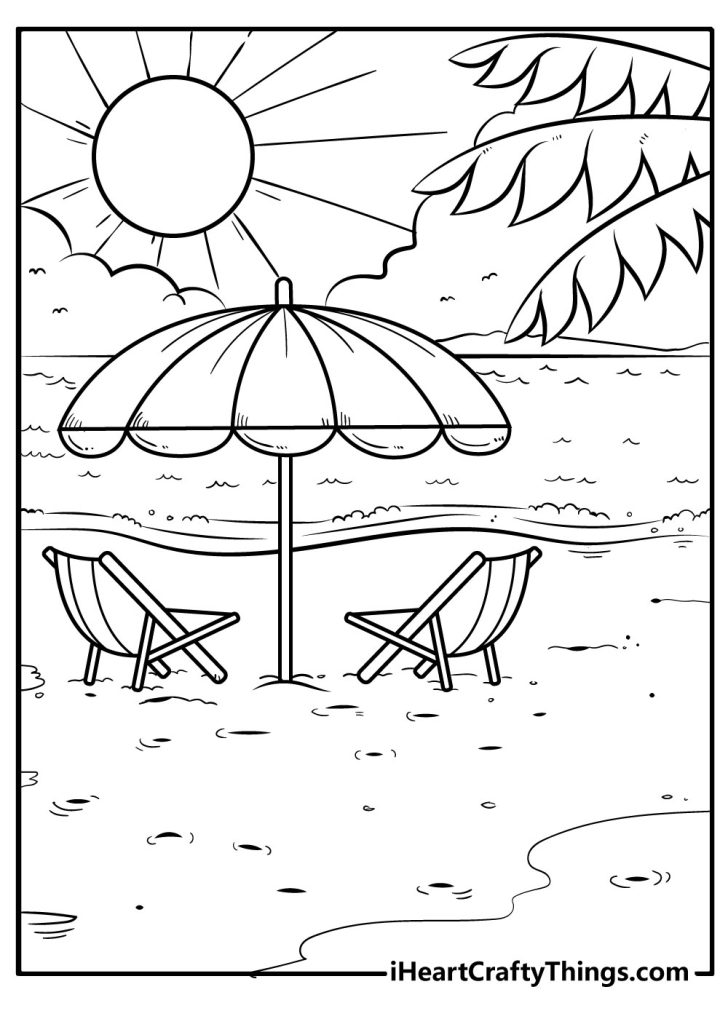 25 Beach Coloring Pages (Free, Detailed PDF Printables)