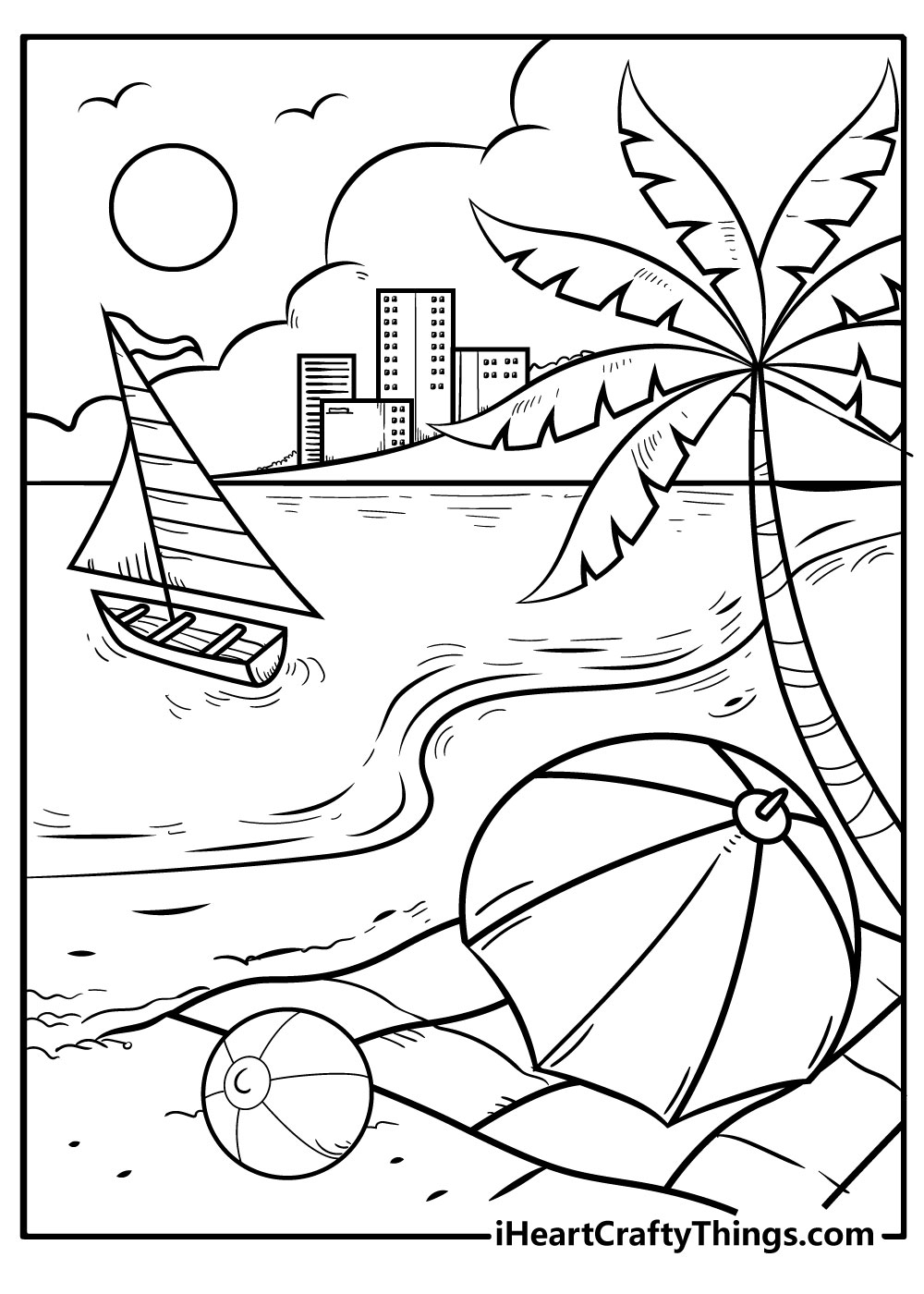 At the Beach Coloring Page