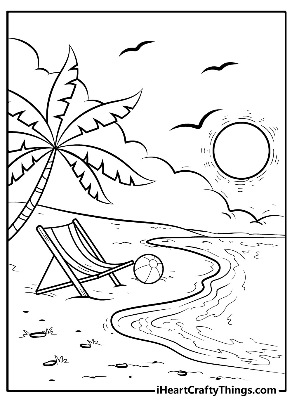 beach scene coloring page