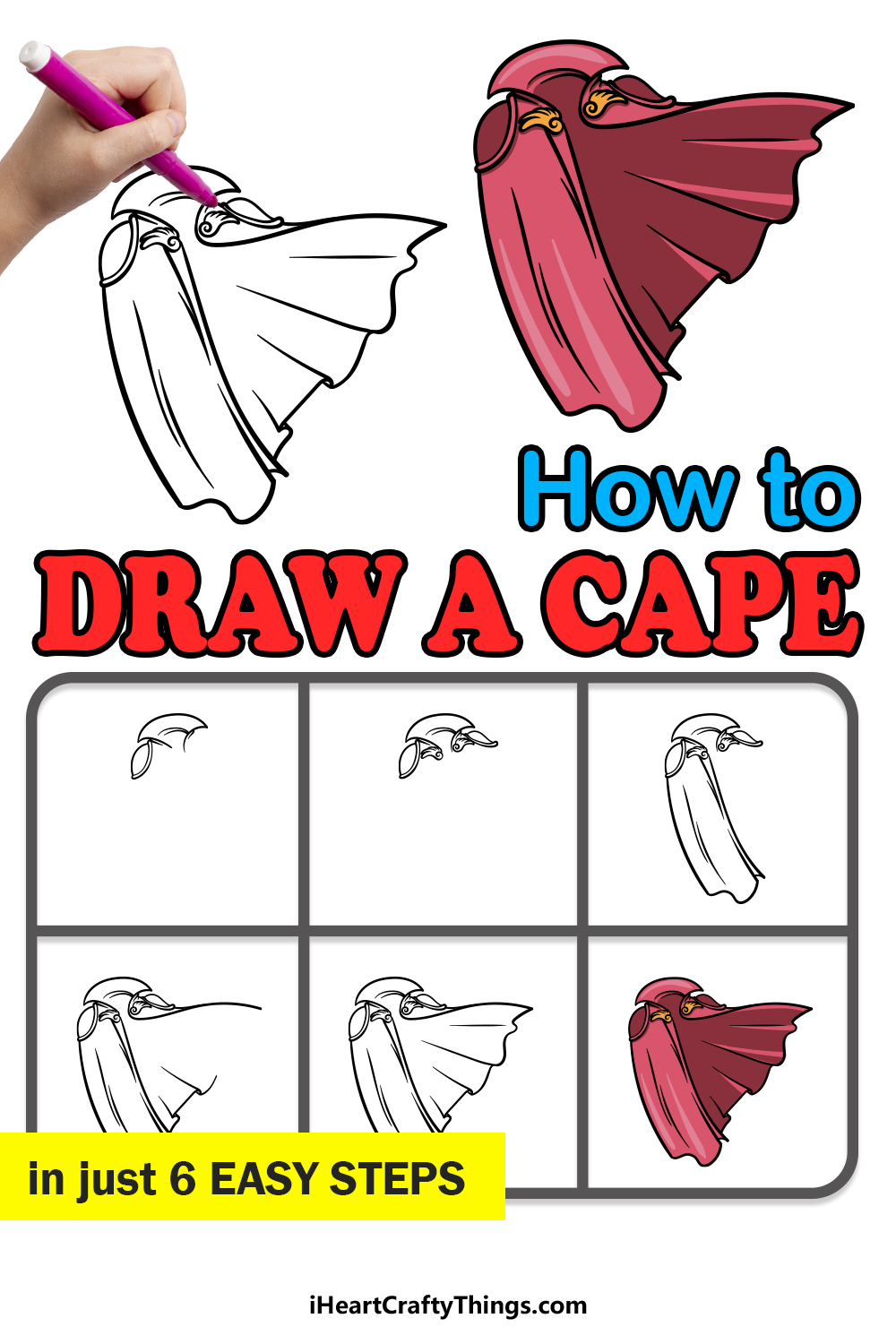 how to draw a Cape in 6 easy steps