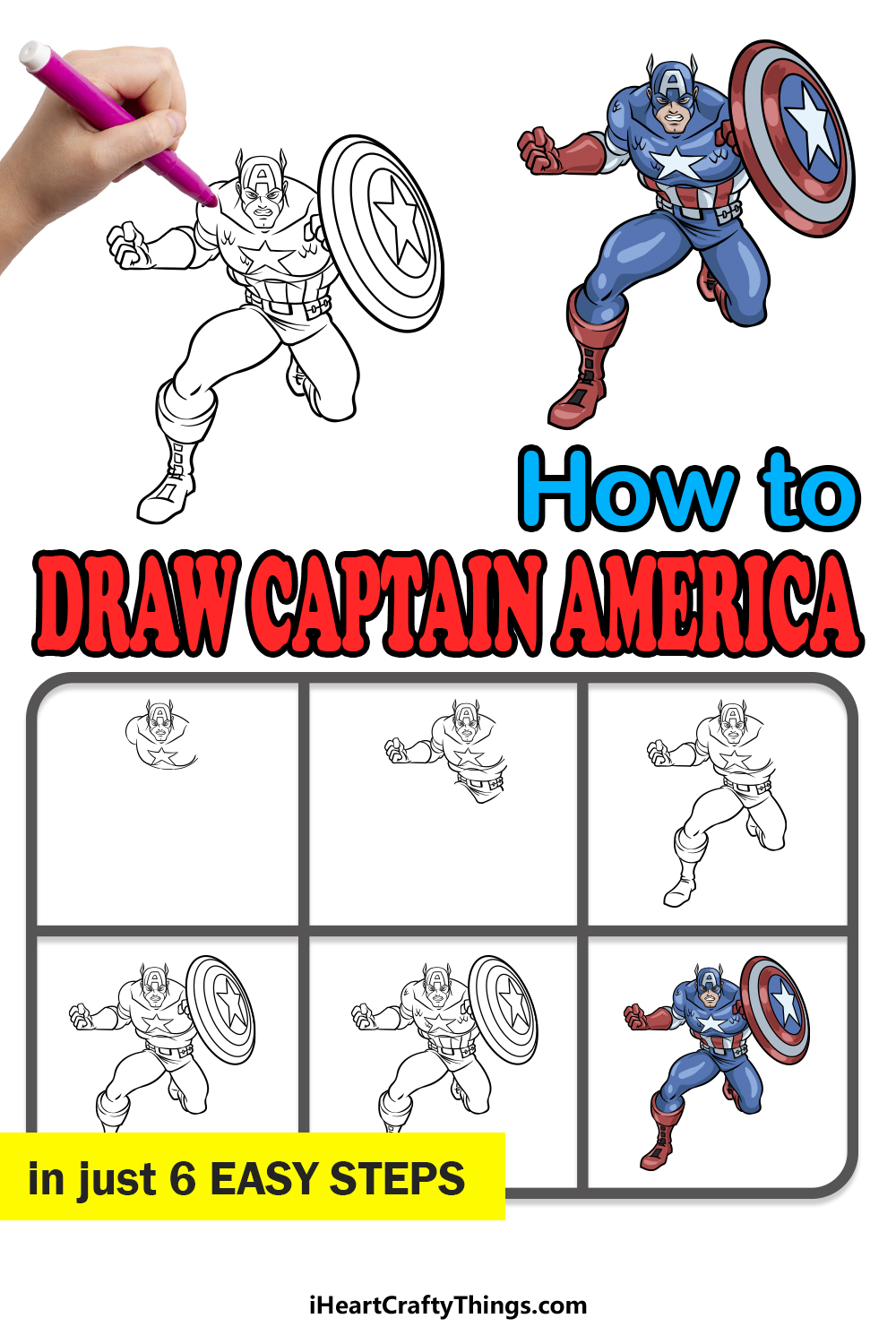 3 Ways to Draw Captain America : Face Portrait, Full Body, and Chibi Style  - Improveyourdrawings.com