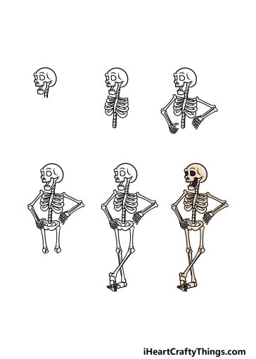 Cartoon Skeleton Drawing - How To Draw A Cartoon Skeleton Step By Step