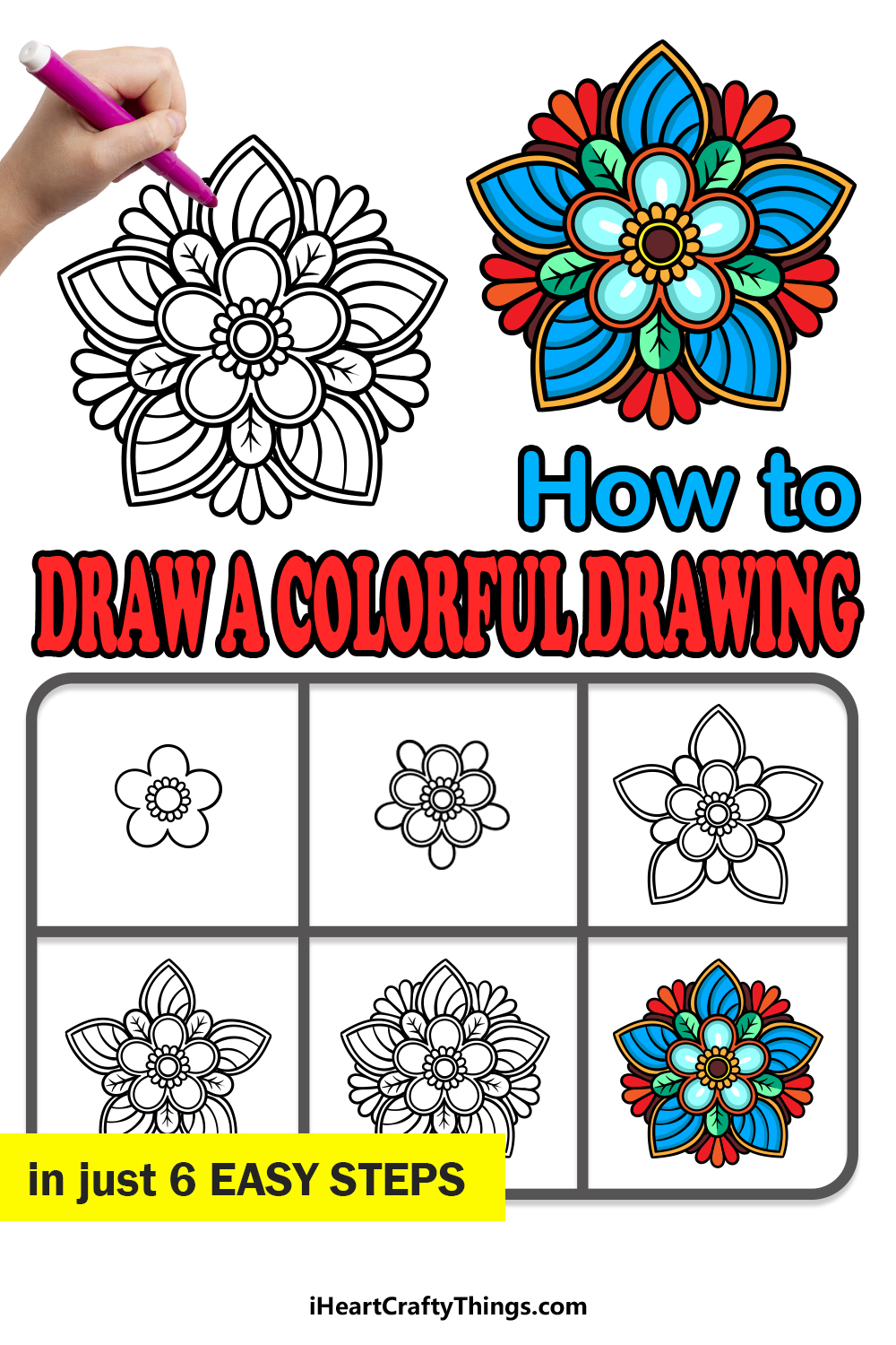 how to draw a Colorful Drawing in 6 easy steps