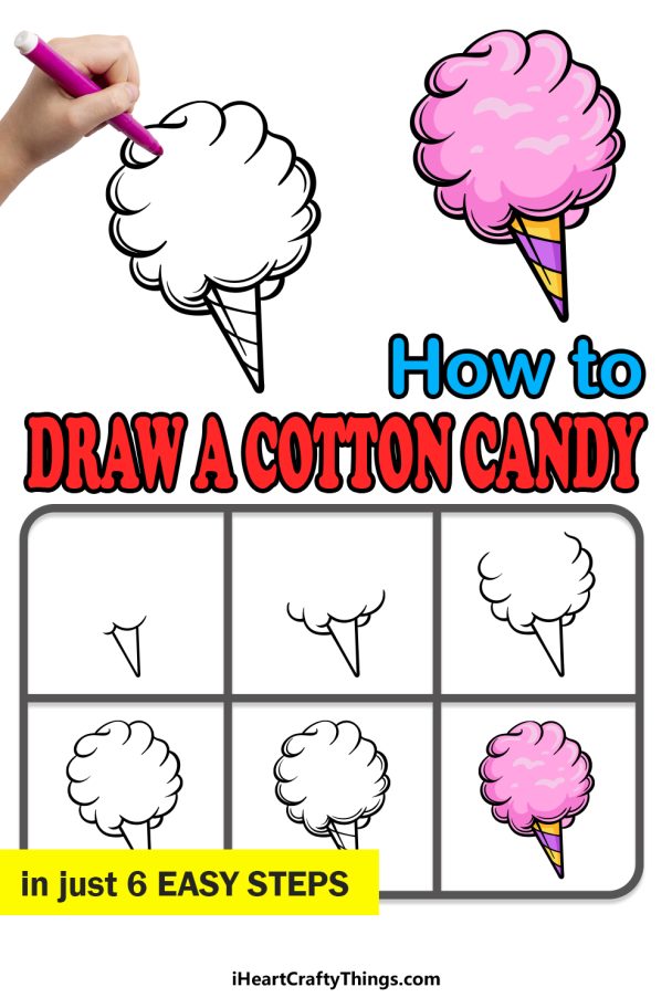 Cotton Candy Drawing - How To Draw Cotton Candy Step By Step