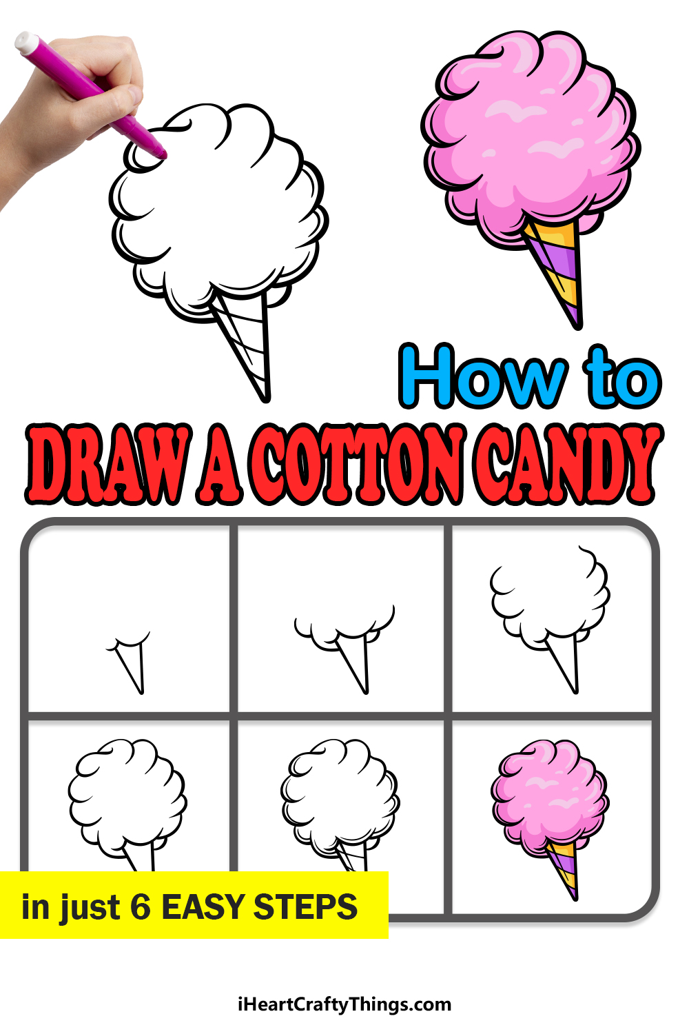 how to draw Cotton Candy in 6 easy steps