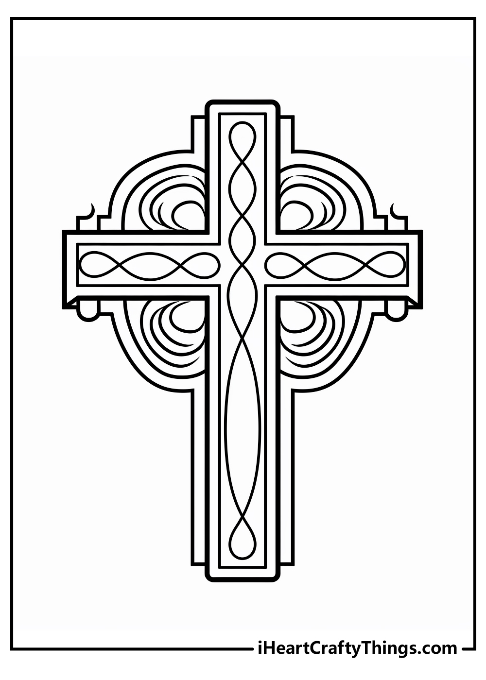 cross with heart coloring page