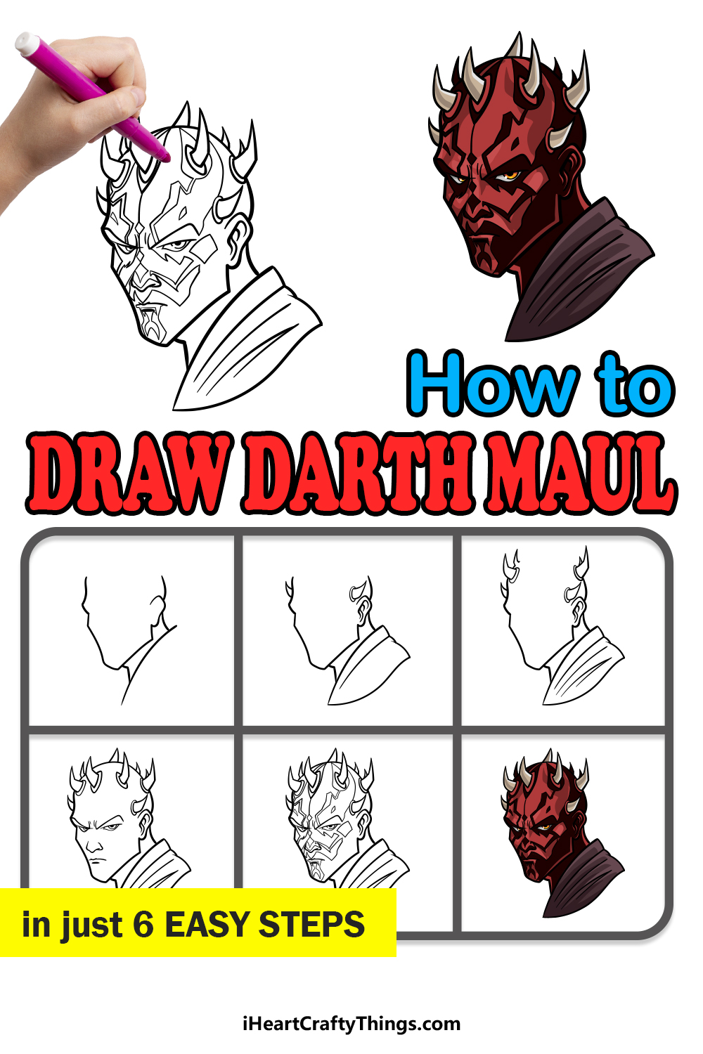 how to draw Darth Maul in 6 easy steps