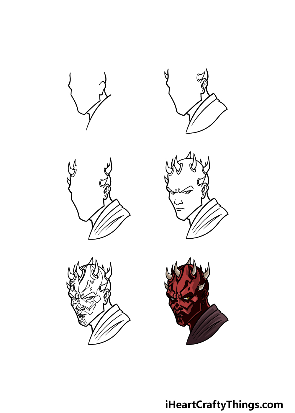 how to draw Darth Maul in 6 steps