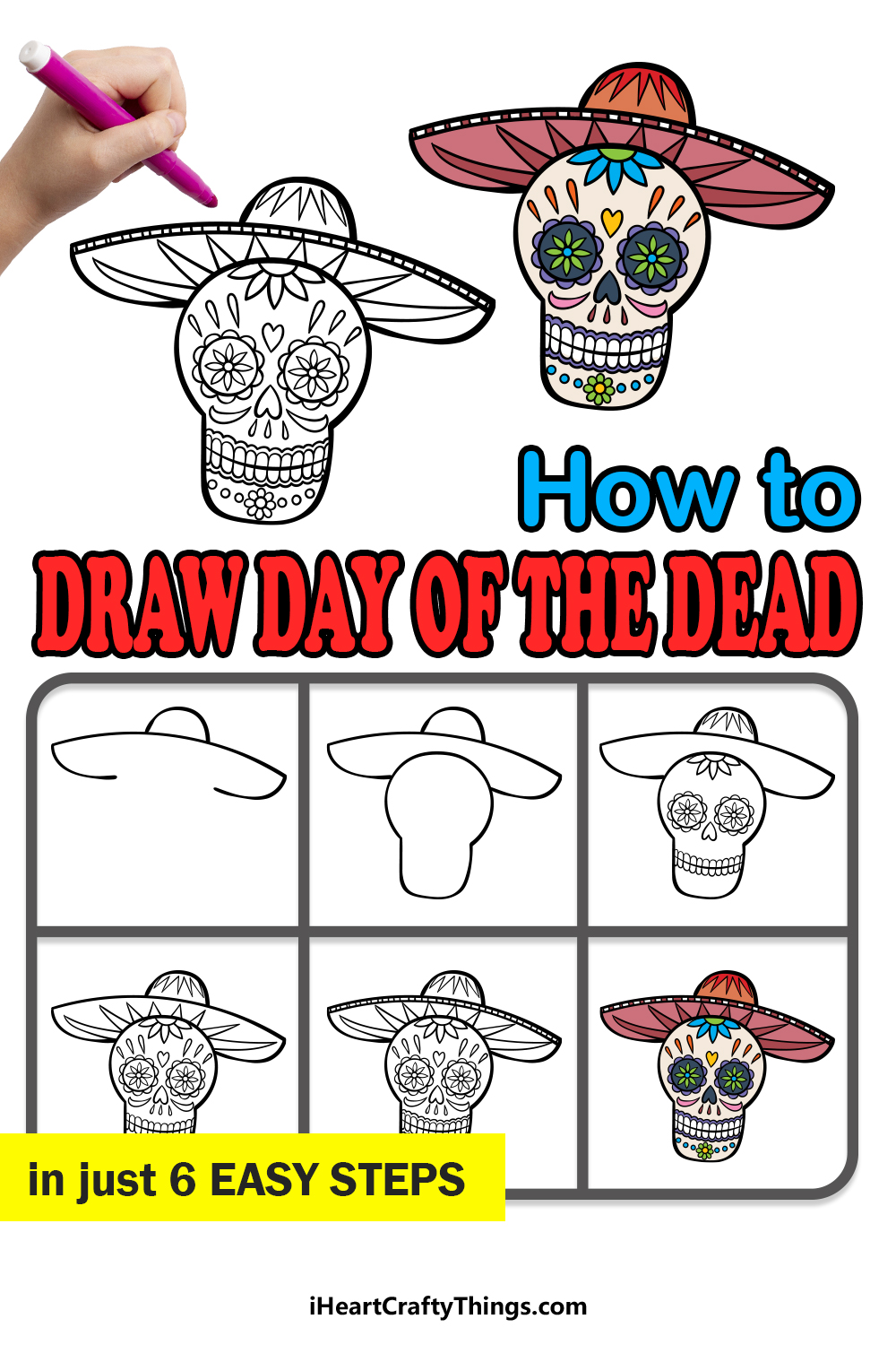 how to draw Day Of The Dead in 6 easy steps