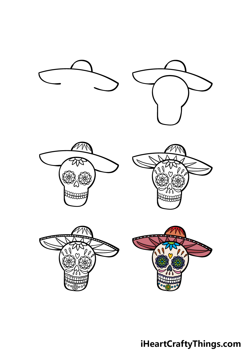 how to draw Day Of The Dead in 6 steps