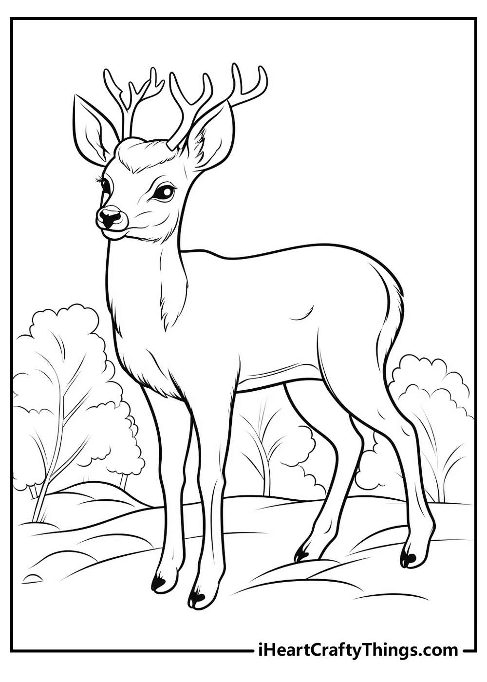 black-and-white deer coloring pages