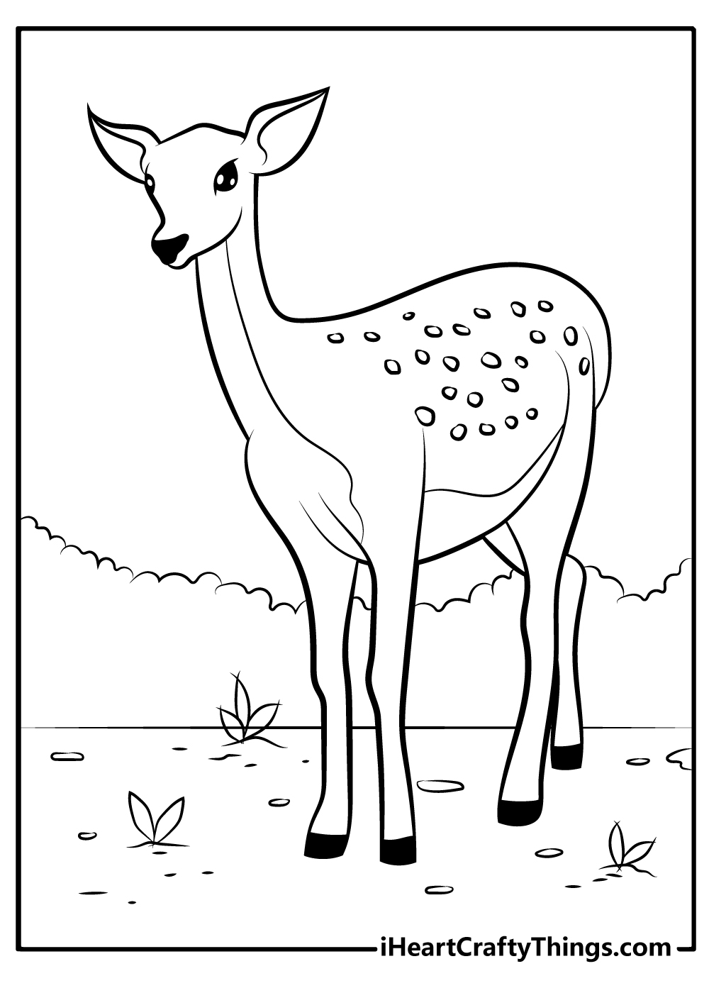 easy Deer Coloring Pages free printable 