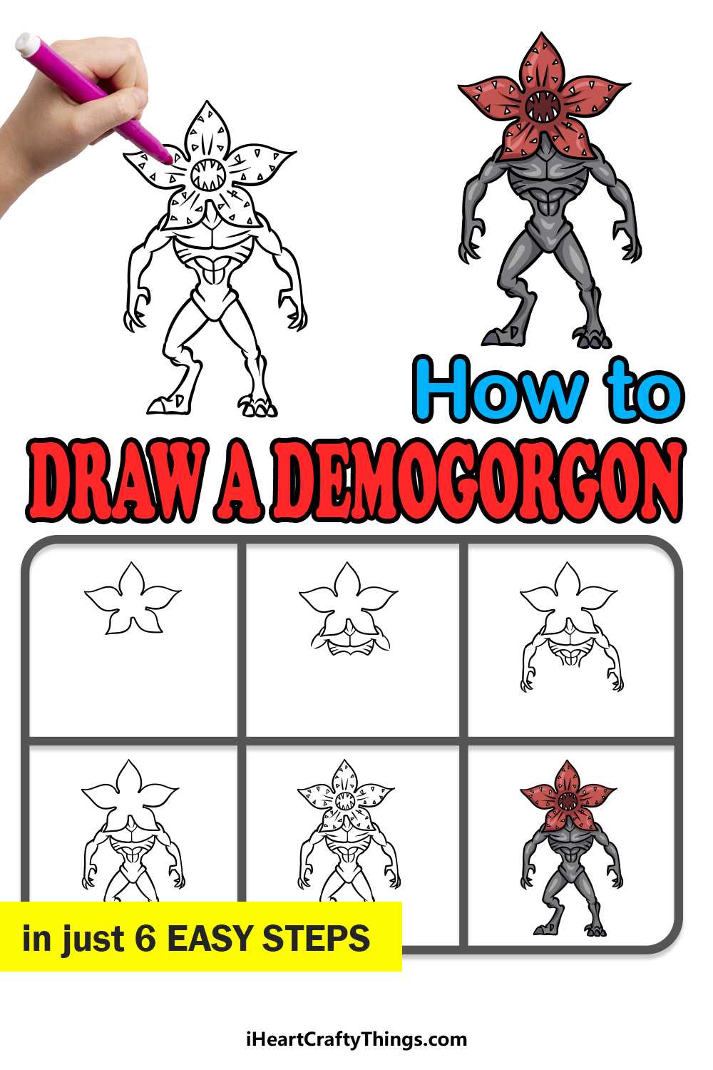 how to draw a Demogorgon in 6 easy steps