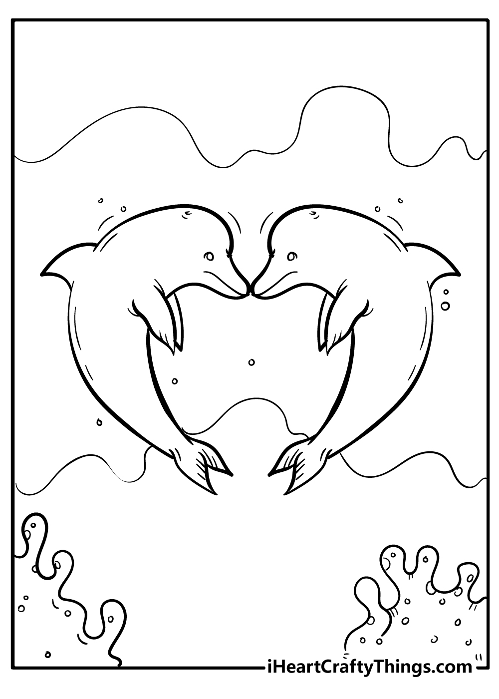 love Dolphin Coloring Pages free printable