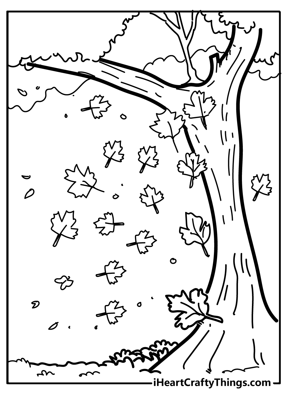 Autumn tree coloring page