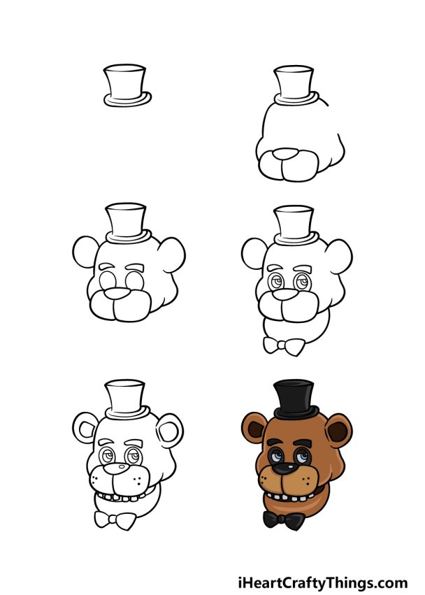 Freddy Fazbear Drawing How To Draw Freddy Fazbear Step By Step