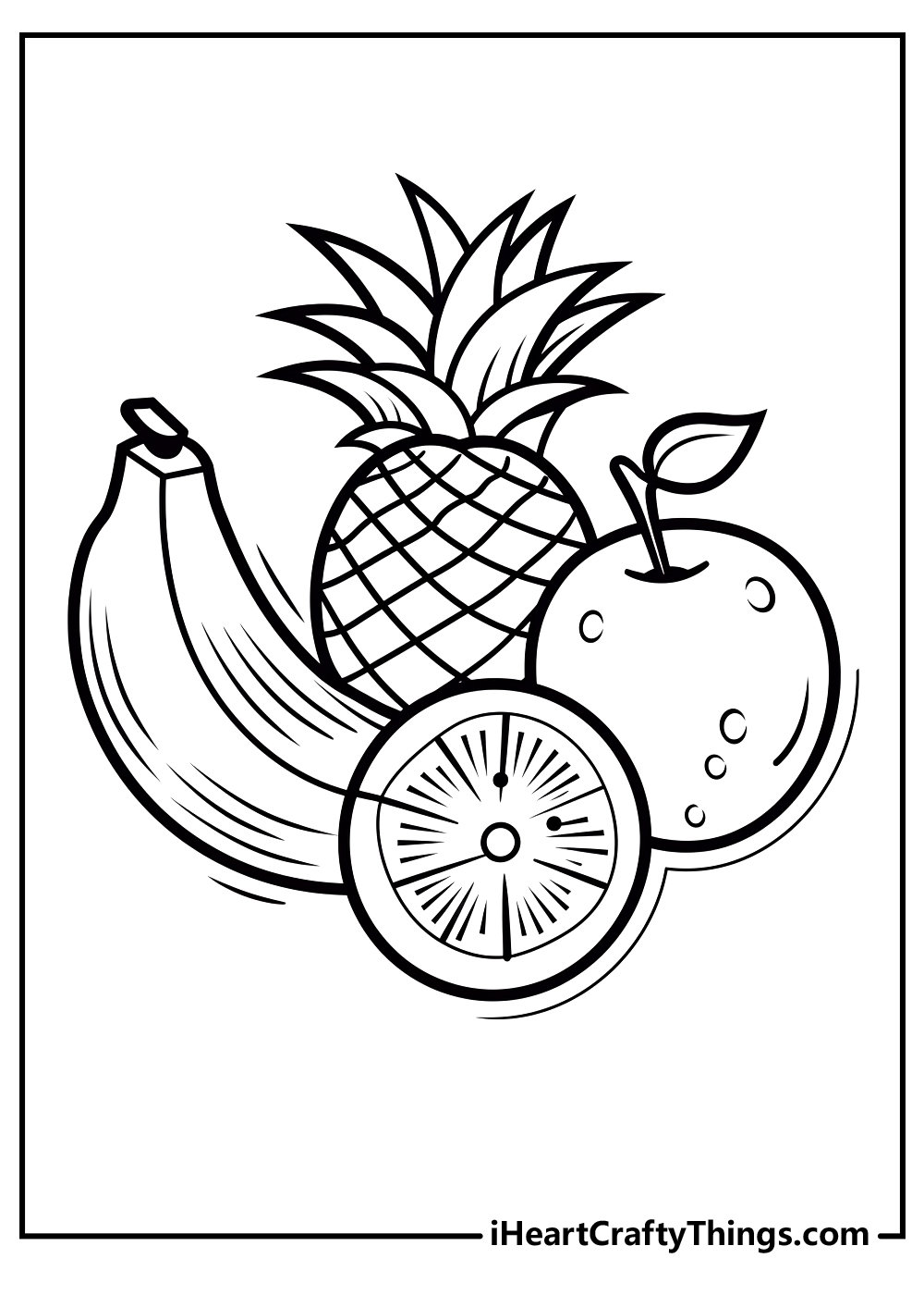 black-and-white fruit coloring sheet