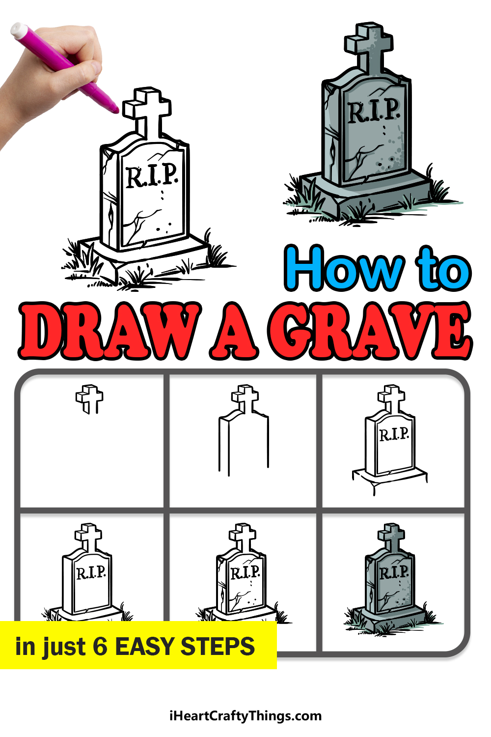 how to draw a grave in 6 easy steps