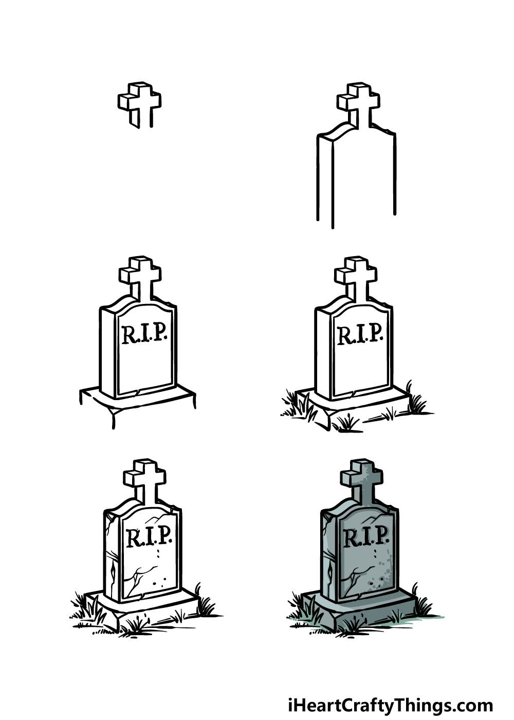 how to draw a grave in 6 steps
