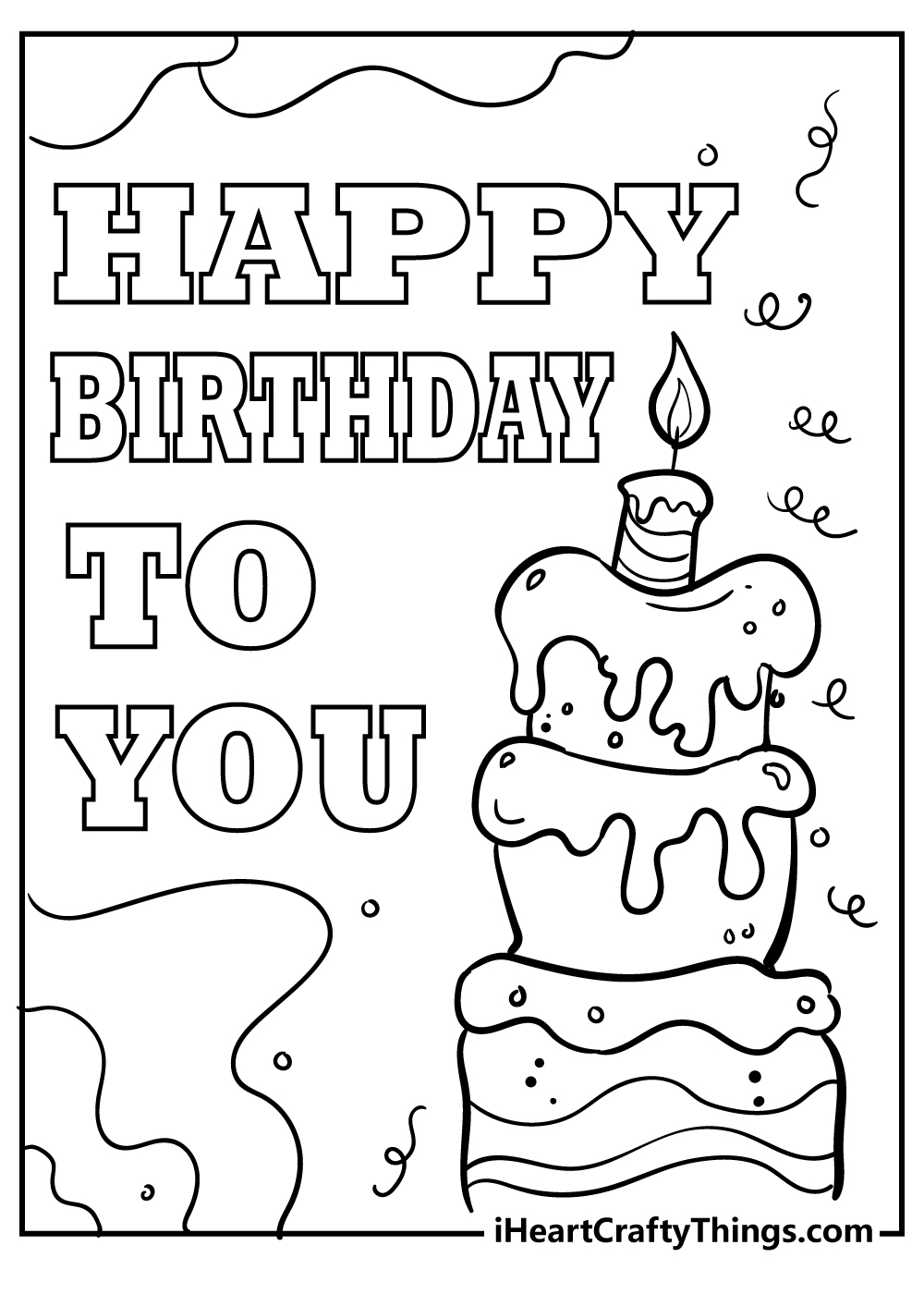 Birthday Cards Paper & Party Supplies Happy Birthday Coloring Card for ...