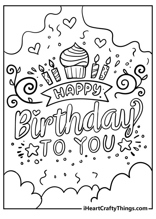 Happy birthday coloring pages