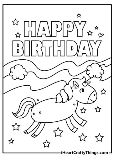 20 Happy Birthday Coloring Pages & Cards (100% Free)